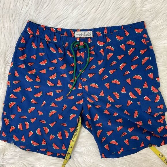 Sovereign Code Men’s Tropical Watermelon Print Blue Red Swim Trunks Size Medium - Picture 12 of 16